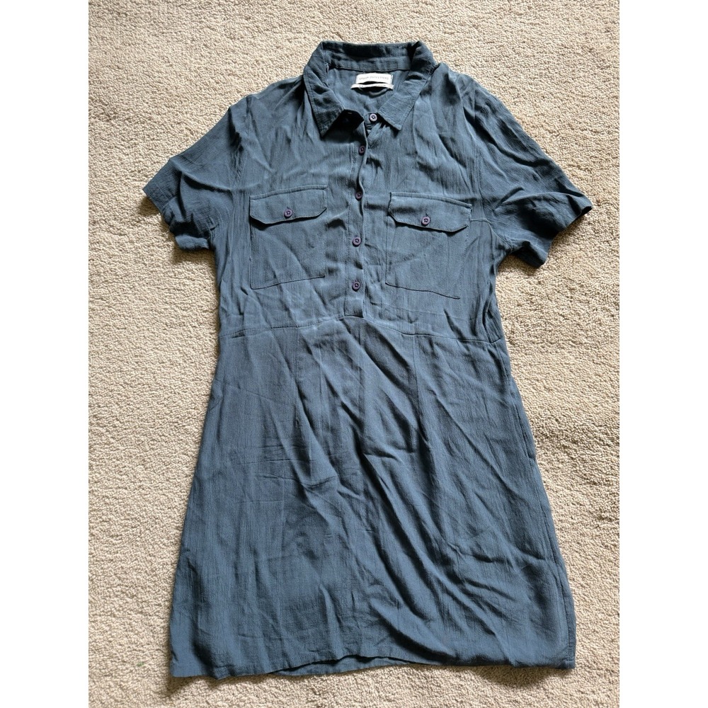 Urban Outfitters Double Lined Collared Blue Short Sleeve Mini Dress Size Medium